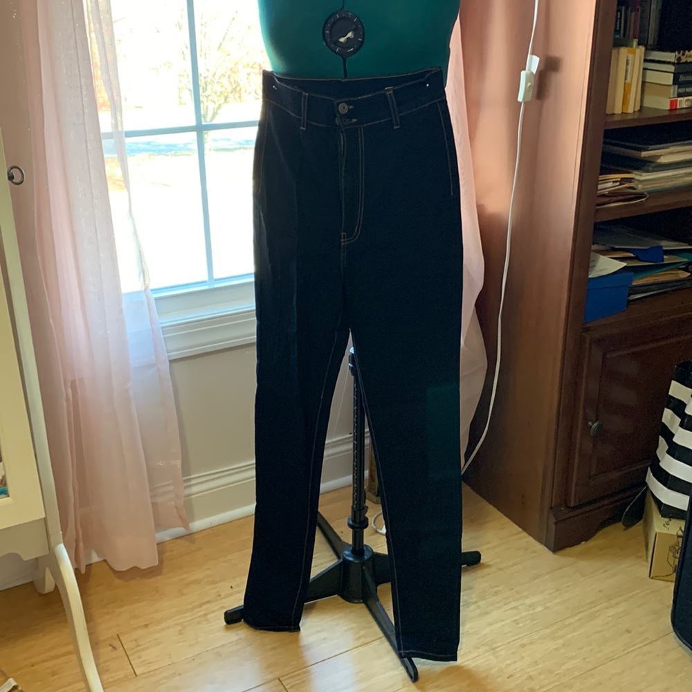 Dark blue high waist skinny jeans